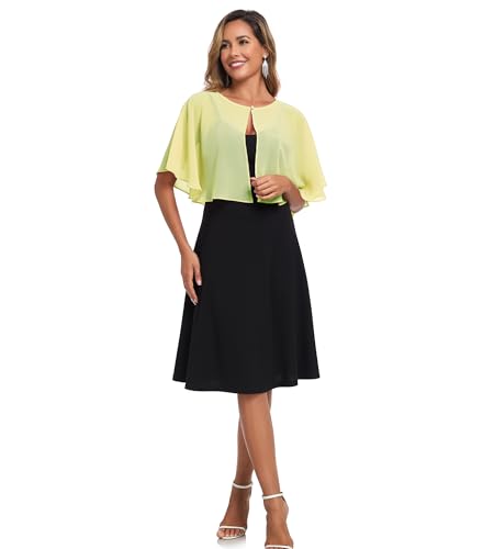 TONGFANTFL Women's Soft Chiffon Capelets Shawls and Wraps for Evening Wedding Cape Bole Cover Up - color: Baby Green