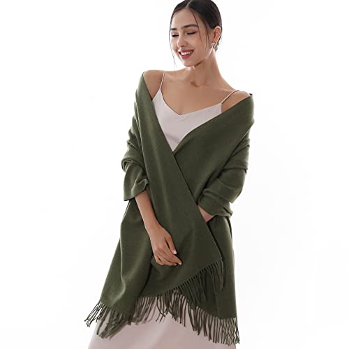 RIIQIICHY Winter Scarfs for Women Pashmina Shawls Wraps for Evening Dresses Large Warm Soft Scarves - color: Green