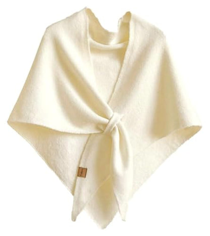 Pashmina Shawl Wraps for Women, Knitted Shawls and Wraps Cardigan Cape Wool Cashmere Shoulder Top Sweater Shawl Scarf - color: White