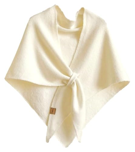 Pashmina Shawl Wraps for Women, Knitted Shawls and Wraps Cardigan Cape Wool Cashmere Shoulder Top Sweater Shawl Scarf - color: White