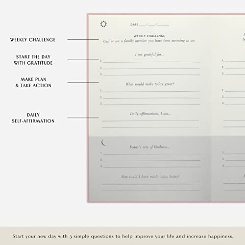 The Gratitude Journal : More Happiness, Positivity, Affirmation, Productivity, Mindfulness & Self Care - A Simple Undated Hardcover Daily Guide Planner Effective Gratitude Journal for Women (Pink) - color: Pink
