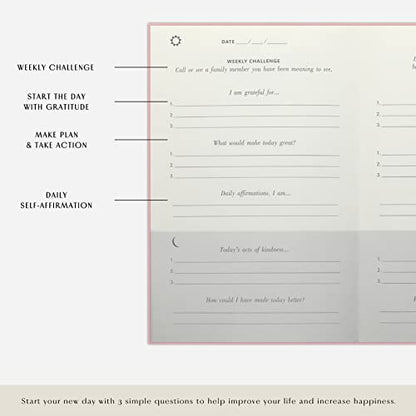 The Gratitude Journal : More Happiness, Positivity, Affirmation, Productivity, Mindfulness & Self Care - A Simple Undated Hardcover Daily Guide Planner Effective Gratitude Journal for Women (Pink) - color: Pink