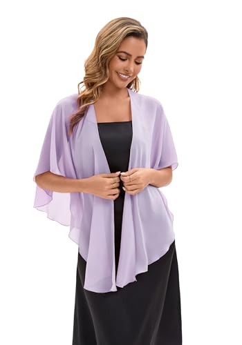 Baoqiya Chiffon Shawl Evening Scarf Shawls and Wraps for Women Wedding Party Bridal Scarves Cover Ups - color: Lavende
