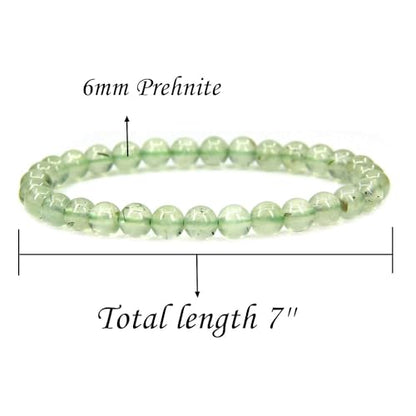 Angelstones Handmade Natural Healing Gemstone 6mm Round Beads Stretch Crystal Bracelet 7 Inch Unisex - color: Prehnite