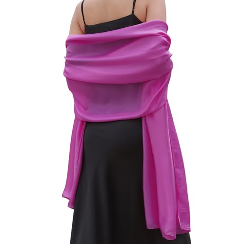 Womens Scarf Pashmina Shawls and Wraps for Evening Dresses Like Chiffon Silk Scarf for Bridal Weddings - color: Rose Pink