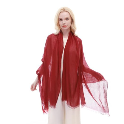 RIIQIICHY Scarf for Women Lightweight Solid Color Long Fashion Gauze Scarves Shawl Wrap - color: Dark Red
