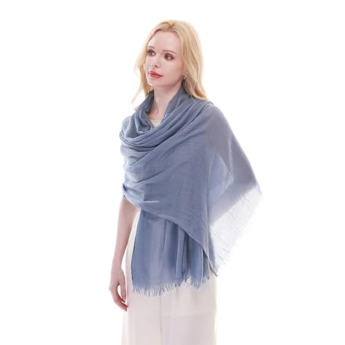 RIIQIICHY Scarf for Women Lightweight Solid Color Long Fashion Gauze Scarves Shawl Wrap - color: Dusty Blue