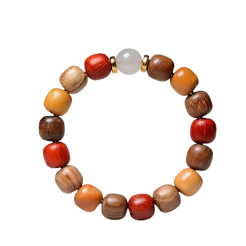 Zen Dear Unisex Natural Colorful Wood Buddhist Prayer Beads Bracelet Necklace Tibetan Mala Prayer Beads - style: 11mmx12mmx17beads