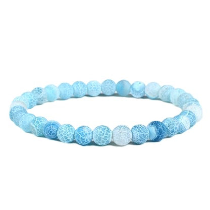 Justinstones Gem Semi Precious Gemstone 6mm Round Beads Stretch Bracelet 6.5 Inch Unisex - color: Blue Weathered Agate