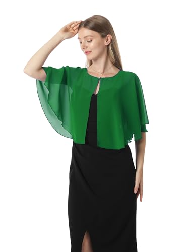 Chiffon Capelet Soft capes Shawls and Wraps for Evening Dress Wedding Cape 1920s shawl accessories for women - color: Green
