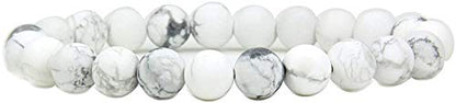 Angelstones Handmade Natural Healing Gemstone 8mm Round Beads Stretch Crystal Bracelet 7 Inch Unisex - color: Matt howlite