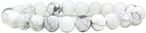 Angelstones Handmade Natural Healing Gemstone 8mm Round Beads Stretch Crystal Bracelet 7 Inch Unisex - color: Matt howlite