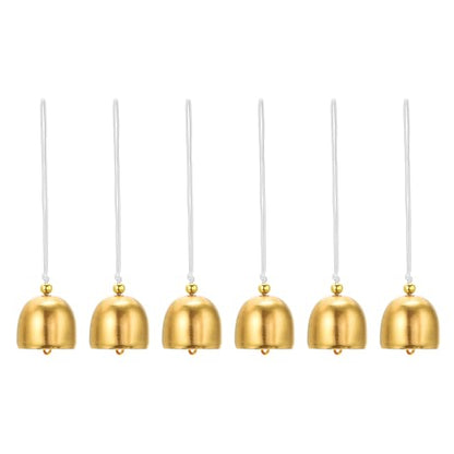 PATIKIL 6 Pcs Wind Chime, Hanging Bells Temple Bells Retro Outdoor Hanging Metal Chinese Wind Chime Round for Outside Garden Camping, Gold White - color: Gold White