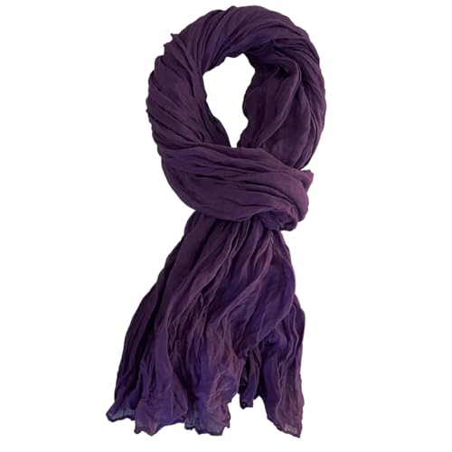 Summer Cotton Blend Crinkle Vintage Soft Scarf Fashion Solid Scarf Wrap Shawl - color: Purple