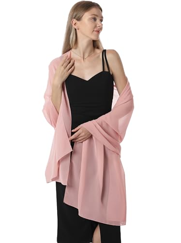 Chiffon Shawls and Wraps for Evening Dresses Women Elegant Soft Scarf Bridal Scarve Wedding Stole - color: Blush, size: One Size