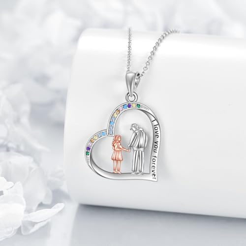 YFN Daughter Gifts from Dad 925 Sterling Silver Daughters Heart Necklace Birthday Christmas - color: Father Daughter Necklace01