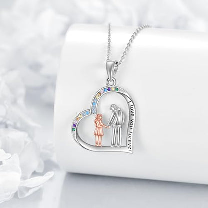 YFN Daughter Gifts from Dad 925 Sterling Silver Daughters Heart Necklace Birthday Christmas - color: Father Daughter Necklace01