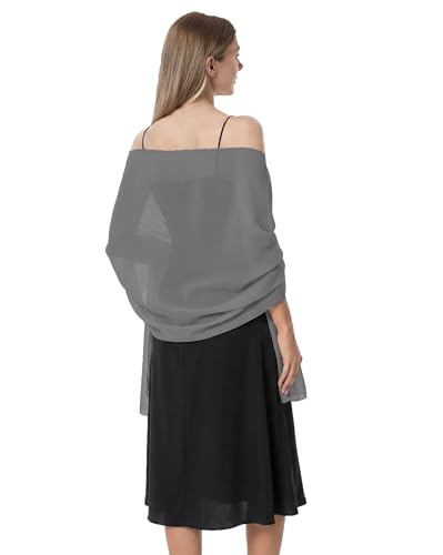 Chiffon Shawls and Wraps for Evening Dresses Women Elegant Soft Scarf Bridal Scarve Wedding Stole - color: Dark Gray, size: One Size