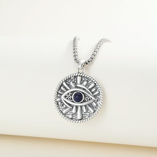 Evil Eye Necklace for Women 925 Sterling Silver, Protection Necklace with Blue Evil Eye Charm, Evil Eye/Lotus Pendant Jewelry, Birthday Christmas Gifts for Her - style: Blue Evil Eyes 05