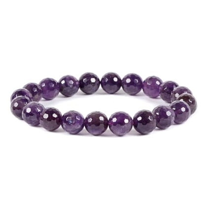 Justinstones Gemstone Crystals Chakra Beads Bracelet Crystal Healing 10mm Round Stretchable Bracelet for Her Gift - color: Faceted Amethyst