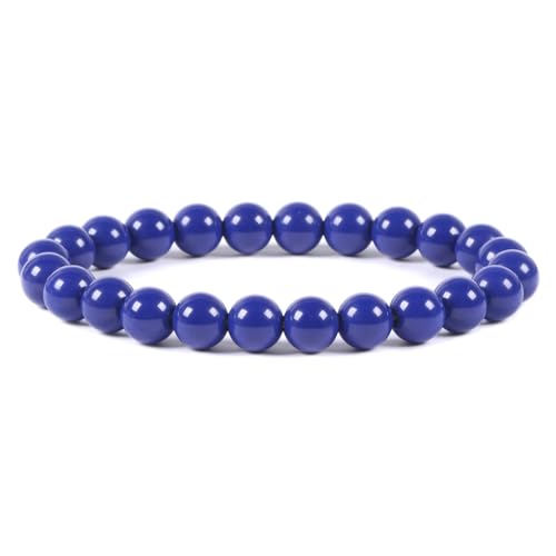 Justinstones Gem Semi Precious Gemstone 8mm Round Beads Stretch Bracelet 7 Inch Unisex - color: Dyed Blue Porcelain