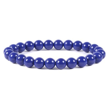 Justinstones Gem Semi Precious Gemstone 8mm Round Beads Stretch Bracelet 7 Inch Unisex - color: Dyed Blue Porcelain