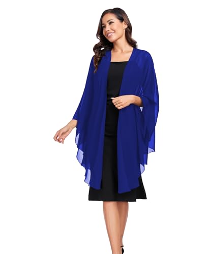 TONGFANTFL Shawls Wraps for Evening Wedding Party Chiffon Scarf Soft Bridal Wraps Wedding Guest Shawl Coverage - color: Royal Blue