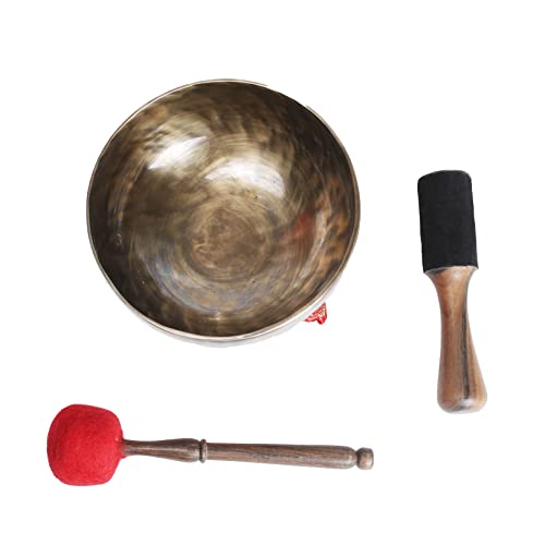 ESK 7 inch Tibetan Singing Bowl set ,Meditation, zen decor, Spiritual and Body Healing and Energy Cleansing ,Handmade, Comes w/ silk cushions, sticks and Flag