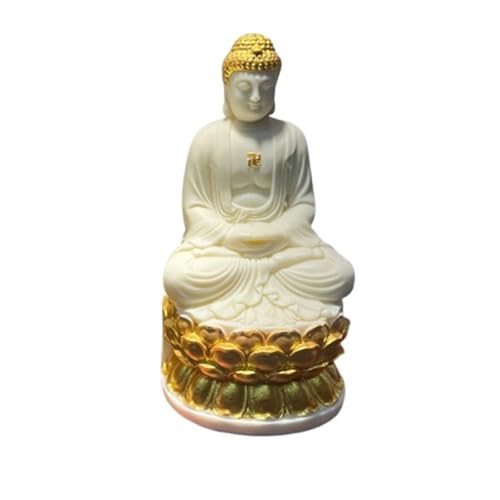 Amitabha Buddha Statue, Chinese Feng Shui Buddha Sculpture Home Office Decor, Buddha Figurine Zen Decor for Good Luck, Peaceful Shakyamuni Buddha Ornament Meditation Gift