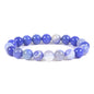 Justinstones Gem Semi Precious Gemstone 10mm Round Beads Stretch Bracelet 7 Inch Unisex - color: Dyed Blue Banded Agate