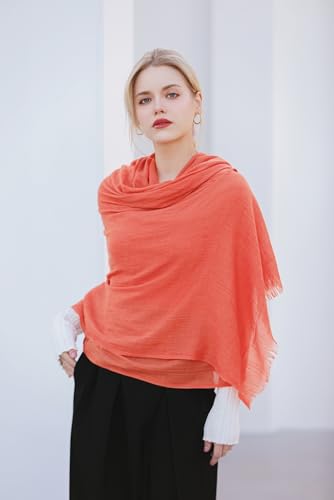 Pashmina Shawl Party Wraps Evening Dress Bridesmaid Long Cotton Scarves for Wedding - color: Orange 8
