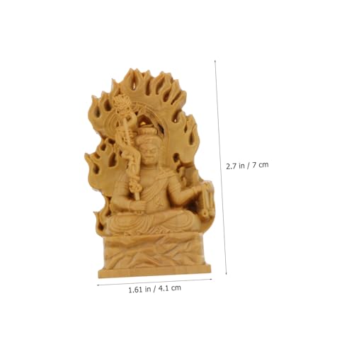Acalanatha Buddha Statue Wood Carving Yellow Cypress Fudo Sculpture for Home Decor Feng Shui Ornament for Meditation and Zen Spaces
