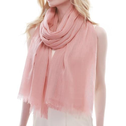 RIIQIICHY Scarf for Women Lightweight Solid Color Long Fashion Gauze Scarves Shawl Wrap - color: Pink