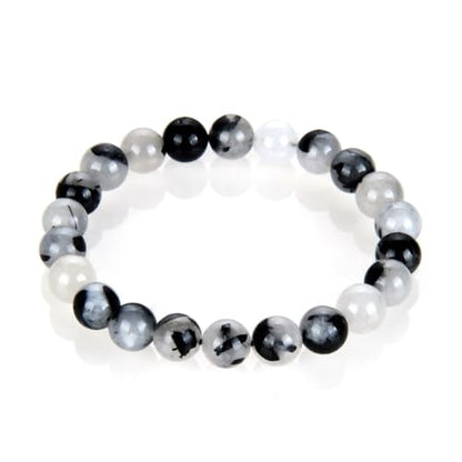 Adabele 1pc Natural Stretch Gemstone Bracelet 8mm (0.31") Bead 7 Inch to 8.5 inch Healing Crystal Energy Quartz Chakra Jewelry Women Unisex Birthday Gift - color: Black Rutilated Quartz, size: 7 inch