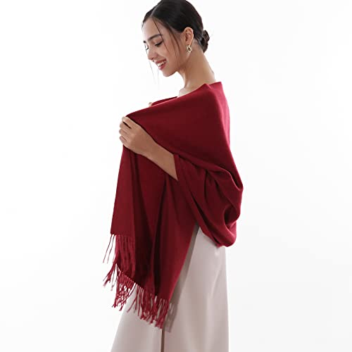 RIIQIICHY Winter Scarfs for Women Pashmina Shawls Wraps for Evening Dresses Large Warm Soft Scarves - color: Burgundy