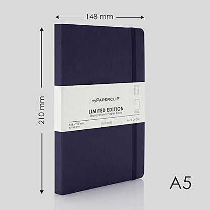 myPAPERCLIP Limited Edition A5 Checks/Square Grid Notebook | 192 Pages, 100 GSM, Soft Cover, A5 (5.83 × 8.27 in) | Flat Lay | Bookmark & Elastic Closure | Aubergine - color: Aubergine, style: Checks