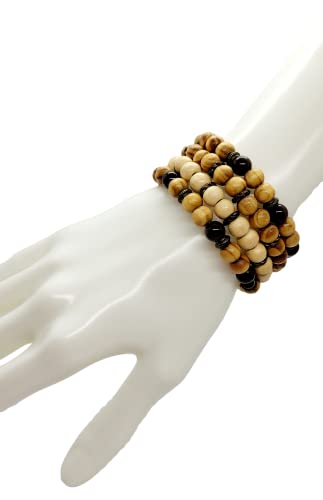 Handmade Beaded Cuff Bracelet - color: wood