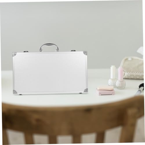 Ipetboom Aluminum Hard Case With Foam, 14x3x8 Inches Metal Tool Container Travel Case Locking Briefcase Case with Foam - color: White