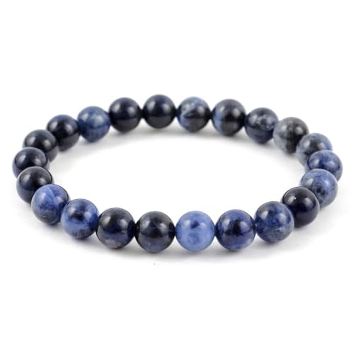 Adabele 1pc Natural Stretch Gemstone Bracelet 8mm (0.31") Bead 7 Inch to 8.5 inch Healing Crystal Energy Quartz Chakra Jewelry Women Unisex Birthday Gift - color: Sodalite, size: 7 inch
