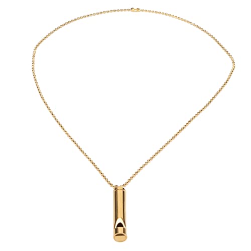 ANGGREK Whistle Necklace, Necklace Anxiety Relief Necklace Meditation Necklace Stainless Steel Whistle Necklace for Men Women - color: Gold