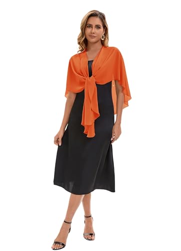 Baoqiya Chiffon Shawl Evening Scarf Shawls and Wraps for Women Wedding Party Bridal Scarves Cover Ups - color: Orange