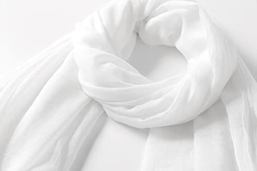 Jeelow Solid Color Scarf Wrap Shawl for Women Men – Soft Lightweight Head Scarf, All Season, Travel Beach Office Daily Wear - color: Basic White