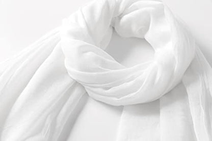 Jeelow Solid Color Scarf Wrap Shawl for Women Men – Soft Lightweight Head Scarf, All Season, Travel Beach Office Daily Wear - color: Basic White