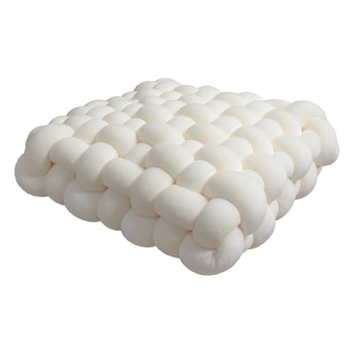 Knot Pillow, Floor Pillows for Meditation, Chair Back Cushions Seat Sofa, Knotted Throw Pillow for Couch, Large Cushions Sitting, Crochet Knot Pillows, White Throw Pillow - color: White, size: 13*12*4.5"