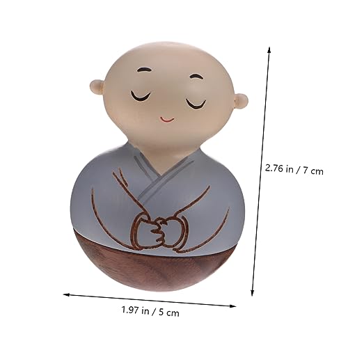 ABOOFAN Wooden Monk Tumbler Table Decoration Handcrafted Wooden Crafts Desktop Ornament for Home Decor Creative for Meditation and Relaxation