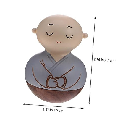 ABOOFAN Wooden Monk Tumbler Table Decoration Handcrafted Wooden Crafts Desktop Ornament for Home Decor Creative for Meditation and Relaxation