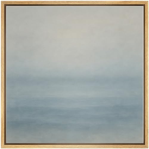 SIGNWIN Framed Canvas Print Wall Art Soft Blue Horizon Abstract Tranquil Minimalist Seascape Illustrations Fine Art Farmhouse/Country for Living Room, Bedroom, Office - 16"x16" NATURAL - color: BS18-2507-SAR07, size: 16L" x 16W"