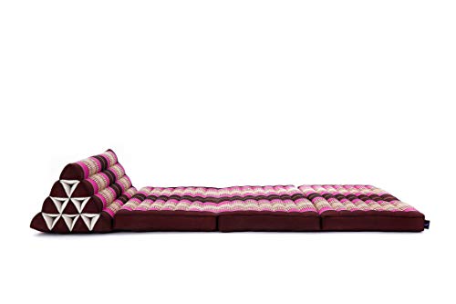 Leewadee 3-Fold Mat XXL with Triangle Cushion – Firm TV Pillow, Foldable Mattress with Cushion Made of Kapok, 67 x 31 inches, Auburn Pink - color: Sf29 - Auburn, Pink, size: 3 seating segments XL
