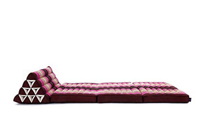 Leewadee 3-Fold Mat XXL with Triangle Cushion – Firm TV Pillow, Foldable Mattress with Cushion Made of Kapok, 67 x 31 inches, Auburn Pink - color: Sf29 - Auburn, Pink, size: 3 seating segments XL