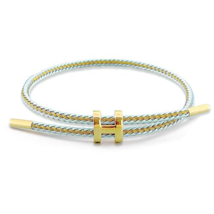 Steel Bracelet Link, Adjustable H-shape Wire Rope Bracelet, Lucky Jewelry with Titanium Buckle for Birthday, Valentine's, Graduation, Fashion Gift for Women, Men, Lovers, Friends - color: blue gold
